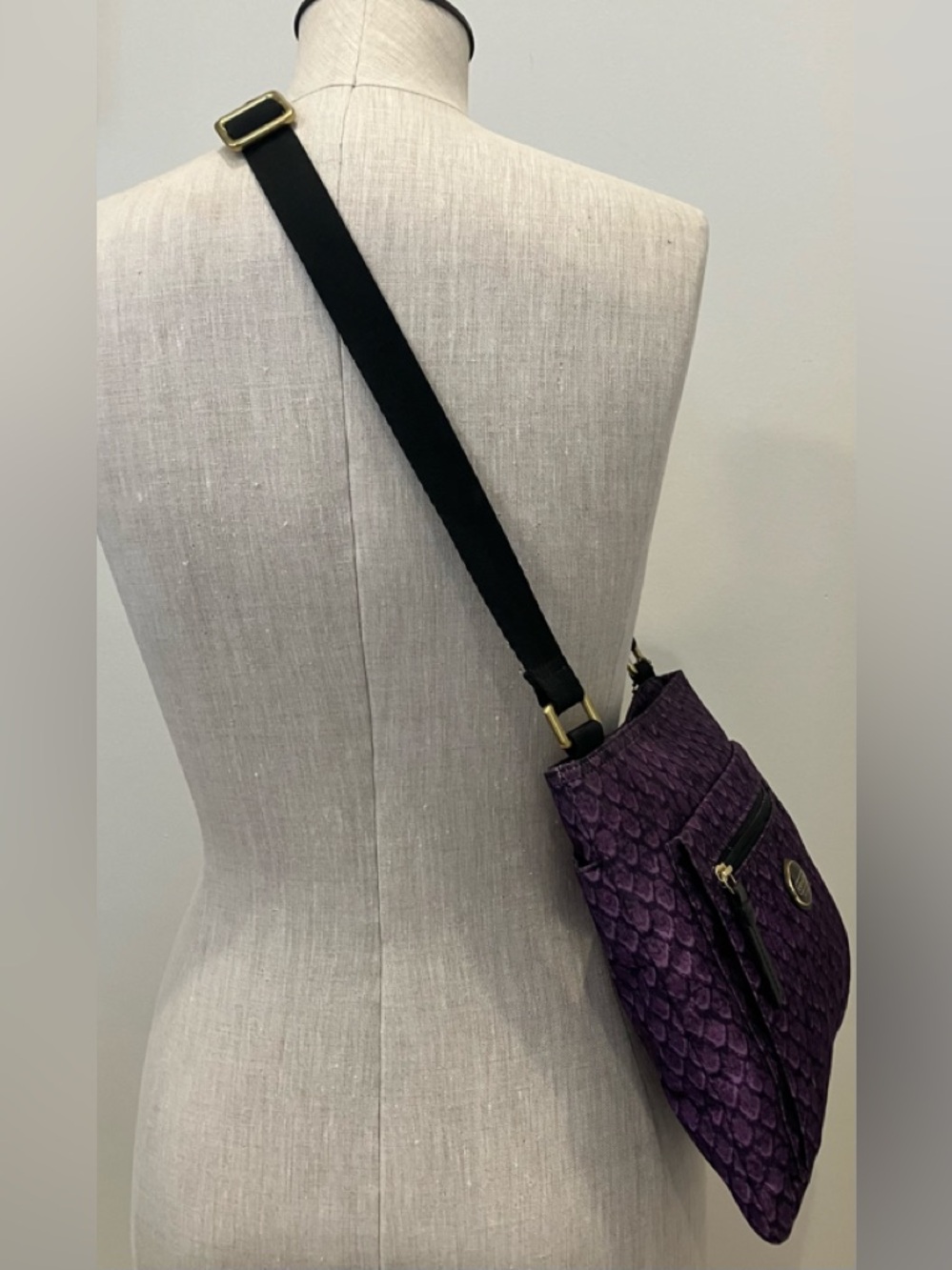 COACH Purple Reptile Print File Bag - Picture 2 of 7